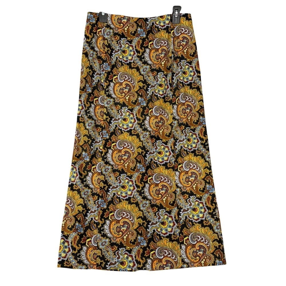Harve Benard Paisley Print Maxi Skirt Boho A Line Stretch Side Slit 10 Womens